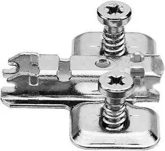 Prowadnik krzyżakowy do zawiasu CLIP - nikiel / dyst. 0 mm / wys. 8.5 mm / regul. wysokości / z Euro