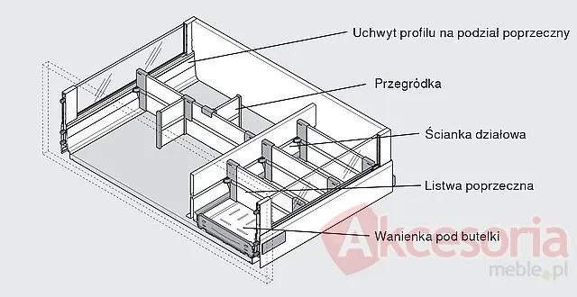 Ścianka Działowa Z46L Do Tandembox dł.50cm Czarna
