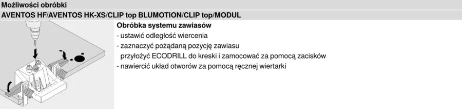 Przyrząd ECODRILL do pionowego nawiercania pod zawiasy