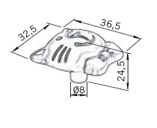 Uchwyt NURSERY Kot 1886-36ZN50 - efekt starej cyny / 32.5 mm
