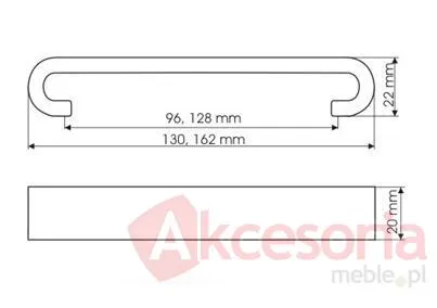 Rys. techniczny Uchwyt US91 Chrom  Rozstaw 128mm