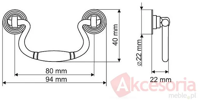 Uchwyt ZnAl UR21 antique english Rozstaw 80 mm