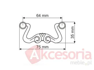 Uchwyt US01 Patyna na mosiądzu Rozstaw 64mm