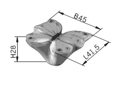 rysunek techniczny Gałka BUTTERFLY H048-41A9 - różowy / 47 mm