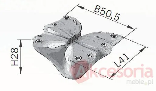 rysunek techniczny Gałka BUTTERFLY H043-40 - żółty / 50.5 mm