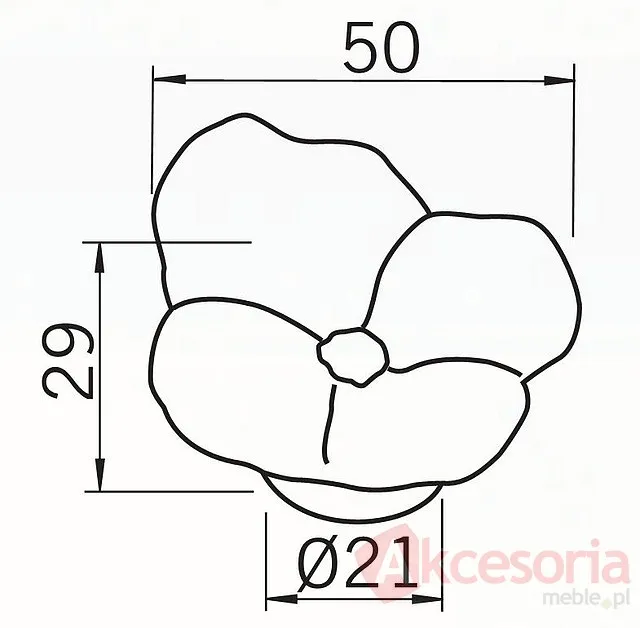 rysunek techniczny Gałka H126-50 Z Kolekcji Flower Granatowy Bratek