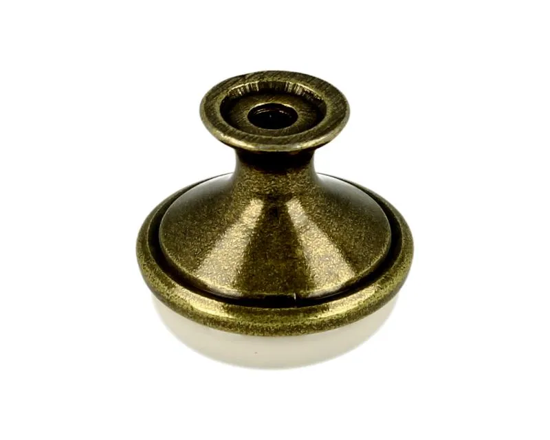 Gałka GP19 - mosiądz antyczny, porcelana mleczna / fi 29 mm