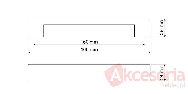 Rys. techniczny Uchwyt UU04 ZnAl Chrom 160mm(W)