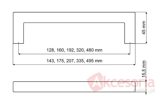 Rys. techniczny Uchwyt UU67 Stal nierdzewna rozstaw 480mm