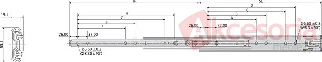 Prowadnica 5321 Samodociąg 70cm 120kg Wysuw Ponad 100% Accuride