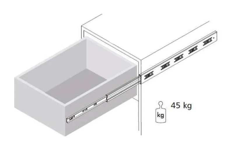 Prowadnica DZ4501 - ocynk / dł. 50 cm / 45 kg / wysuw 100%
