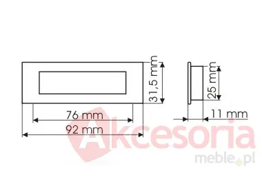 Rys. techniczny Uchwyt ZnAl MD13 Rozstaw 76 mm Chrom Satynowy