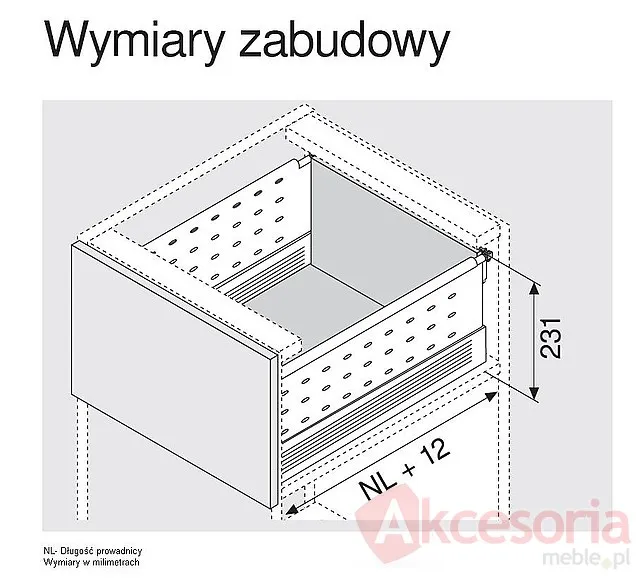 BOXSIDE Z36H Do Metabox Dł.450mm H=128mm Szary