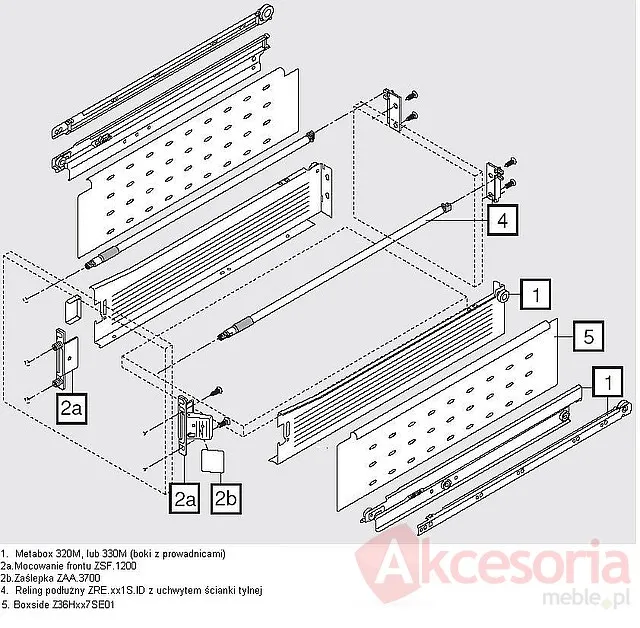 BOXSIDE Z36H Do Metabox Dł.550mm H=128mm Szary
