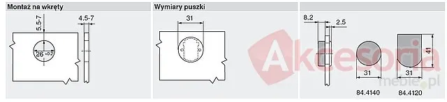 Zawias CLIP Top - nikiel / 94° / ze sprężyną / drzwi szklane nakładane 4.5-7 mm / puszka: na wkręty