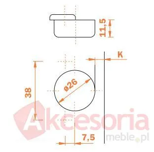 Zawias C6A7S99 o Śred. Puszki 26mm  Drzwi Wpuszczane