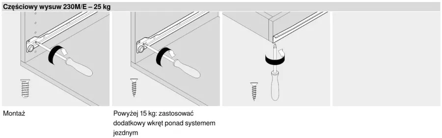 Prowadnica rolkowa 230E 70cm 25kg 75%wysuw Kremowo-Biała Blum
