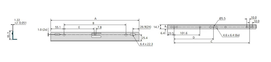 Kątownik Do Montażu Prowadnic Od Spodu 633xx Dł.40cm Biały Accur