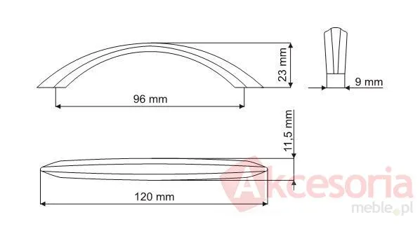 Uchwyt ZnAl US14 Nikiel Satynowy Rozstaw 96mm