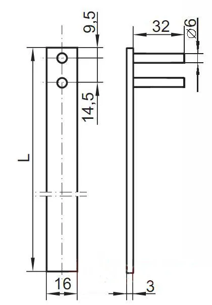 Zamek centralny przedni Siso - niklowany / L-700 / fi 19 mm / zaczep 8 mm