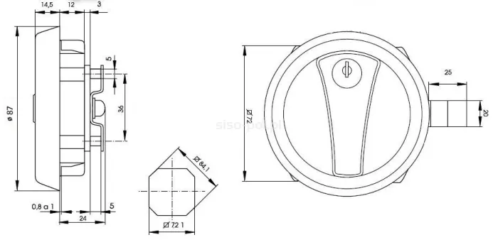 Zamek do drzwi metalowych Siso X-8813 - czarny