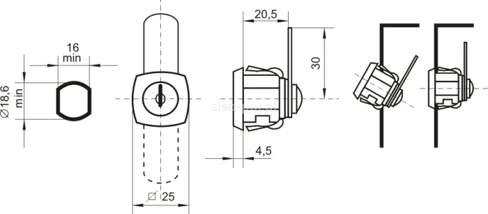 Zamek do drzwi metalowych Siso X-44/X - chrom
