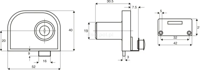 Zamek do szklanych drzwi podwójnych Siso X-917 - chrom