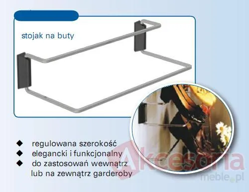 Półka Stojak Na Buty CHROM/CZARNY Regulowana Szerokość 48-83 cm