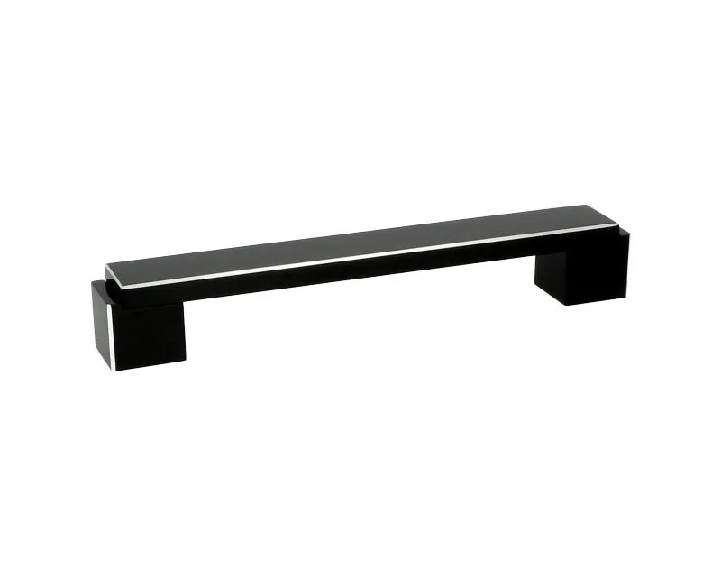 Uchwyt Aluminiowy US48 Czarny-Połysk Z Przetar. Rozstaw160mm(W)