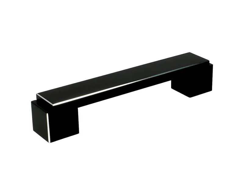 Uchwyt Aluminiowy US48 Czarny-Połysk Z Przetarc. Rozst.128mm(W)
