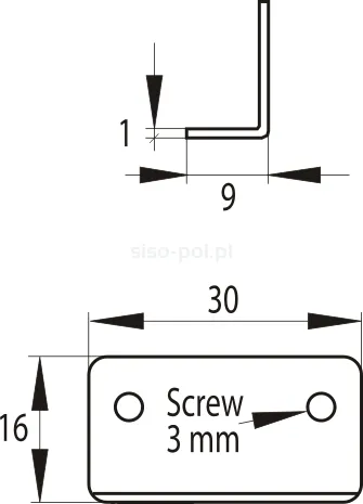 Blaszka kątowa do zamków kwadratowych Siso X-850