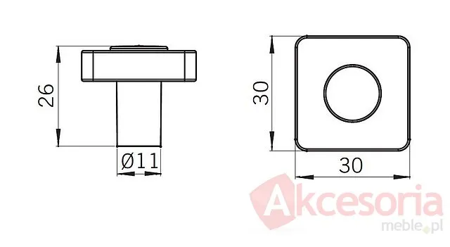 rysunek techniczny Gałka LINOSELLI GLASEFFEKT 8118-30 - zielony / 30 mm