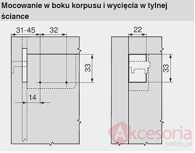 Zawieszka do szafek Blum prawa - brązowy