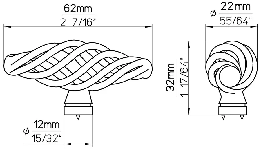 Gałka CAGE 1268 - czarny mat / 62 mm