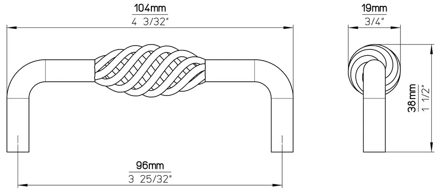 Uchwyt CAGE 1304-104 - czarny mat / rozstaw 96 mm