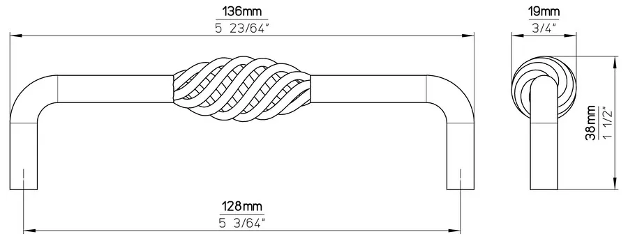 Uchwyt CAGE 1304-136 - czarny mat / rozstaw 128 mm
