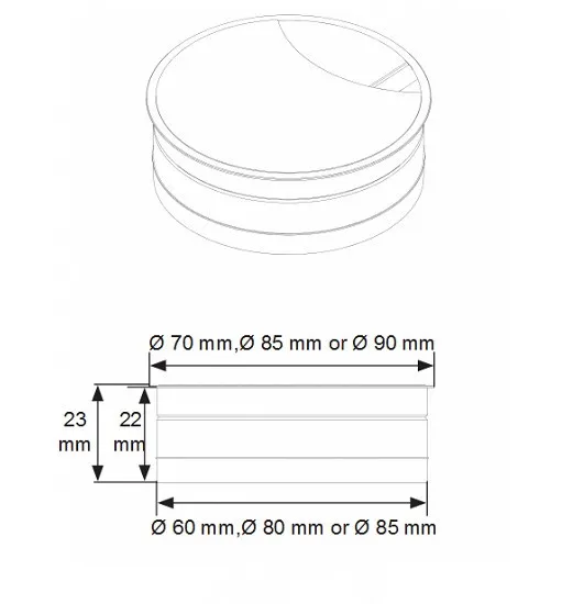 Przepust kablowy Siso ze szczotką - aluminium / fi 60 mm