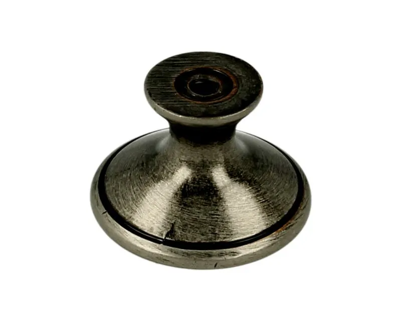 Gałka ROMANA 1700 - stare srebro, jasnobeżowa gładka porcelana / fi 29 mm