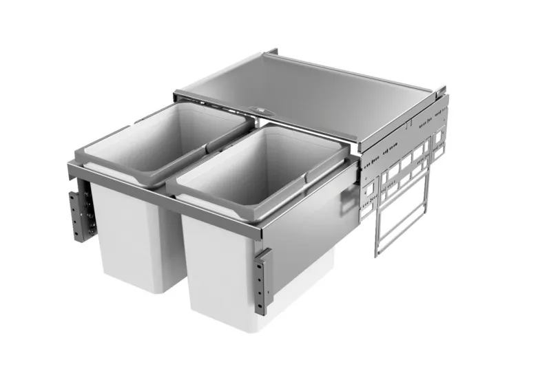 Kosz EKO Liner 2x22l Szary Z Wytłumiaczem Do Korpusu 60cm