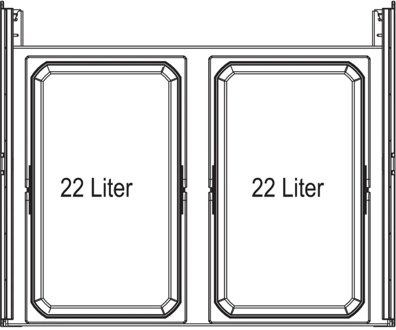 Kosz EKO Liner 2x22l Szary Z Wytłumiaczem Do Korpusu 60cm