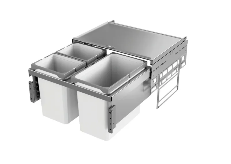 Kosz EKO Liner 2x10l+22l  Szary Z Wytłumiaczem Do Korpusu 60cm