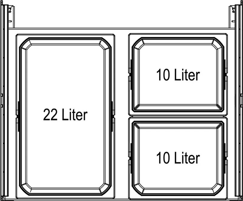 Kosz EKO Liner 2x10l+22l  Szary Z Wytłumiaczem Do Korpusu 60cm