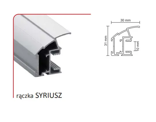 Rączka SYRIUSZ 10/P do drzwi przesuwnych - srebrny / dł. 270 cm