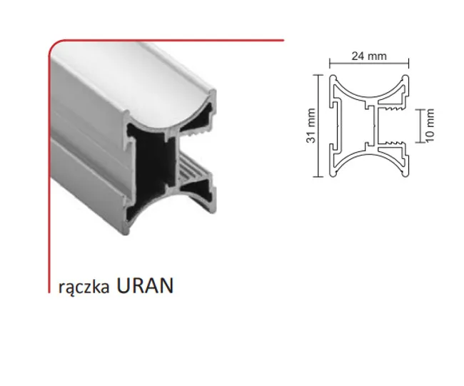 Rączka URAN 10/P do drzwi przesuwnych - srebrny / dł. 270 cm