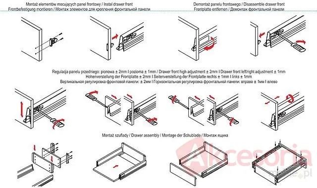 Szuflada Gamet Box  Wys=100mm Prowadnice 55cm SZARA Gamet