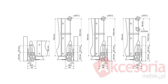 Szuflada Gamet Box  Wys=100mm Prowadnice 55cm SZARA Gamet