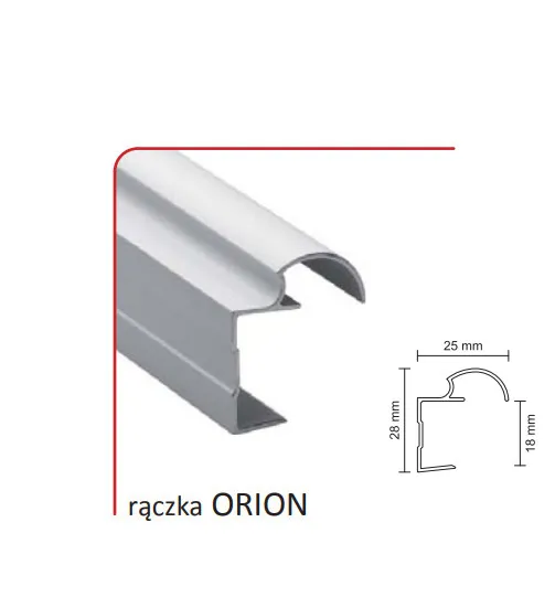 Rączka ORION 18/P do drzwi przesuwnych - srebrny / dł. 270 cm