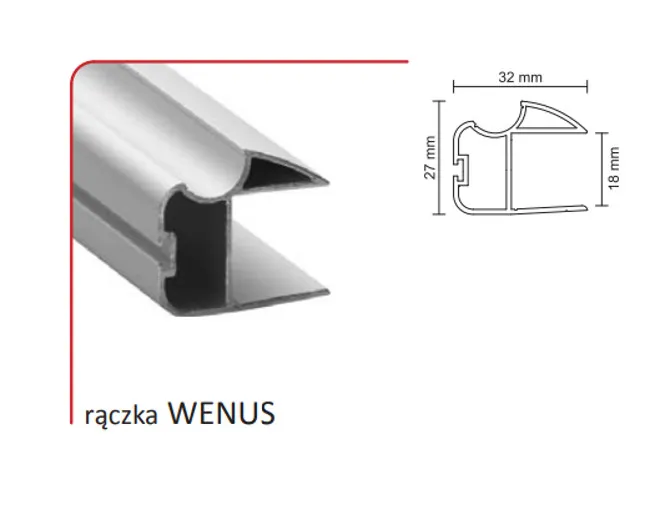 Rączka WENUS 18/P do drzwi przesuwnych - jasny brąz / dł. 270 cm