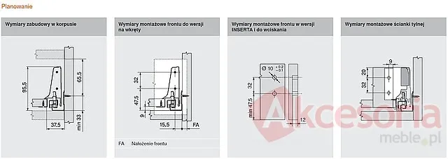 Szuflada ANTARO Wys.M=83mm dł.40cm 30kg CZARNA Hamulec