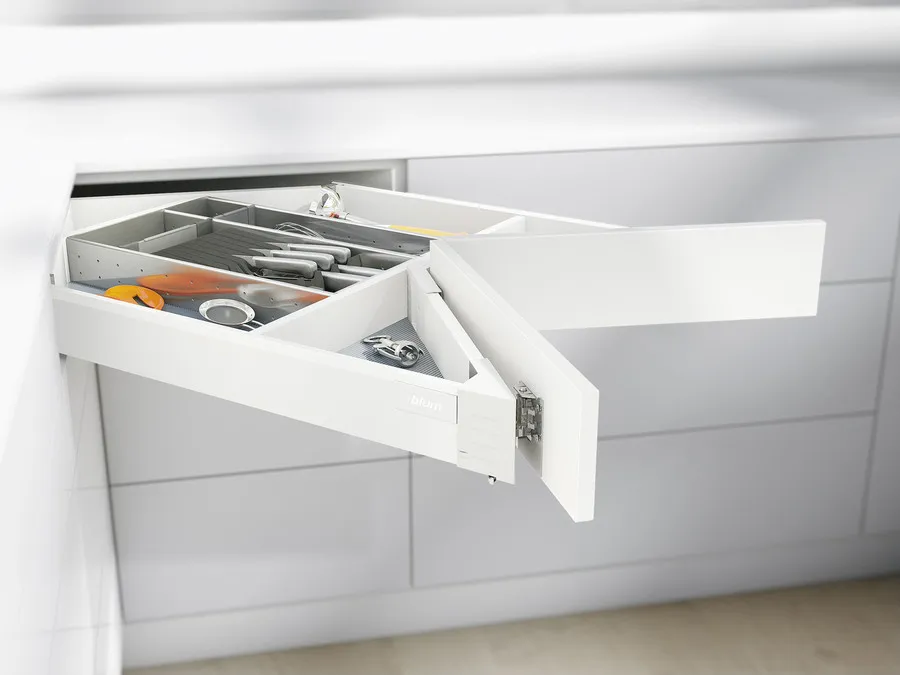 Szuflada narożna TANDEMBOX ANTARO z hamulcem / wys. M=83 mm / dł. 60 cm / 65 kg / biały